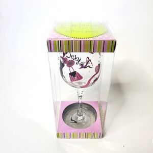 Single and Sexy Wine Glass Handpainted New In Box